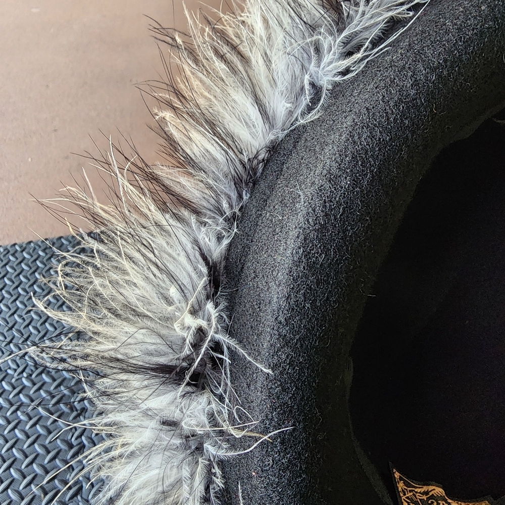 Chic Black Hat with Faux Fur Trim